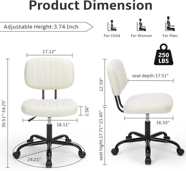 DUMOS Armless Home Office Chair