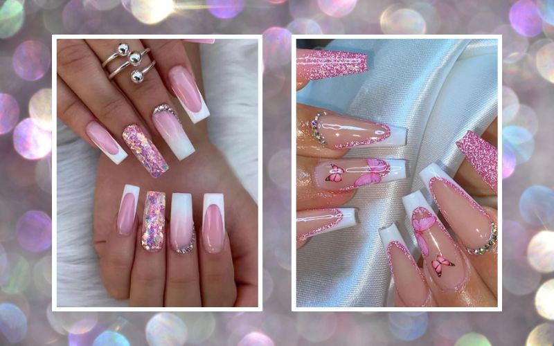 Glitter and Glam summer coffin nails