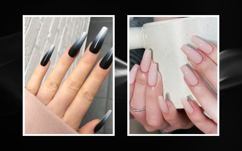 Minimalist Monochrome summer coffin nails