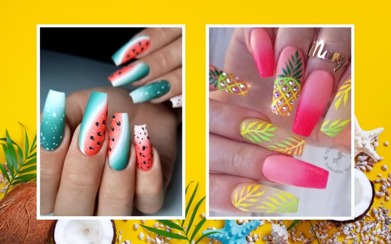 Tropical Fruit Inspiration summer coffin nails