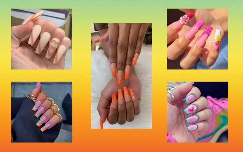 summer coffin nail designs